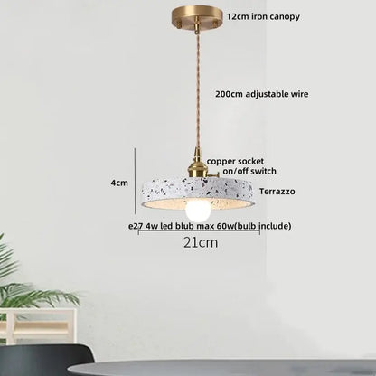 Modern black & gold terrazzo stone pendant lamp kitchen hanging light