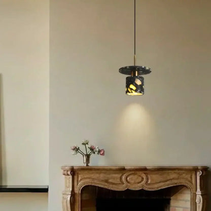 Modern black & gold terrazzo stone pendant lamp kitchen hanging light