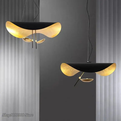 Modern black & gold texture led pendant lights living room