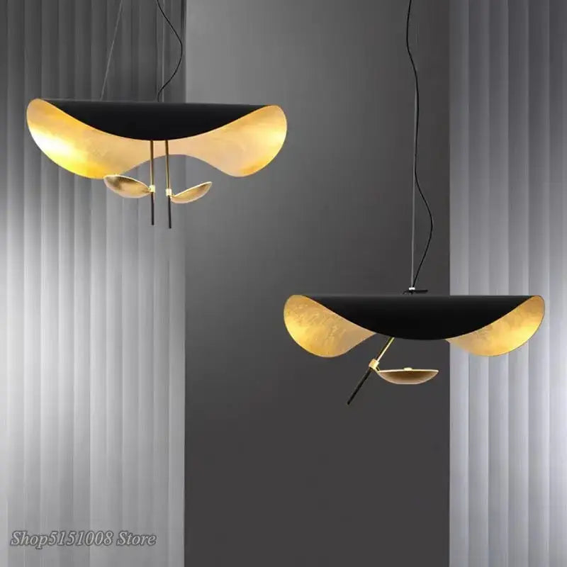 Modern black & gold texture led pendant lights living room