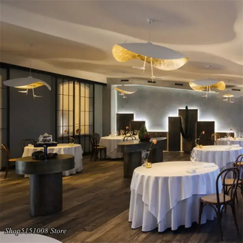 Modern black & gold texture led pendant lights living room