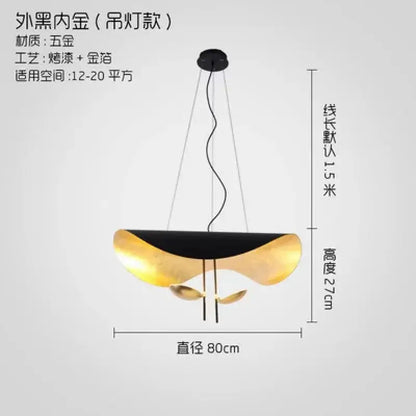 Modern black & gold texture led pendant lights living room