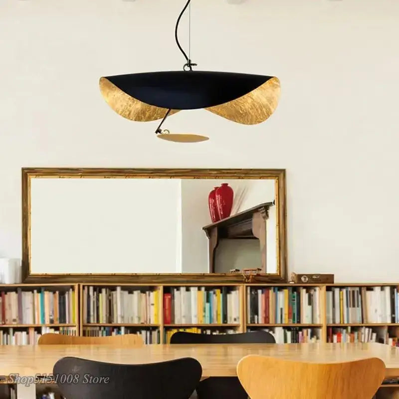 Modern black & gold texture led pendant lights living room