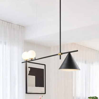 Modern black & gold three lights linear chandelier kitchen pendant