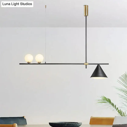 Modern black & gold three lights linear chandelier kitchen pendant