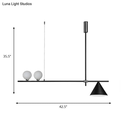 Modern black & gold three lights linear chandelier kitchen pendant