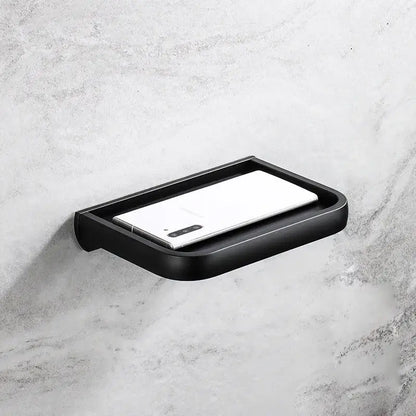 Modern black & gold tissue paper holder with phone tray bathroom rack