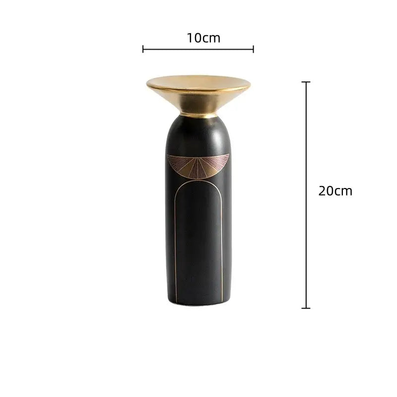Modern black & gold tray vase candlestick set living room decor