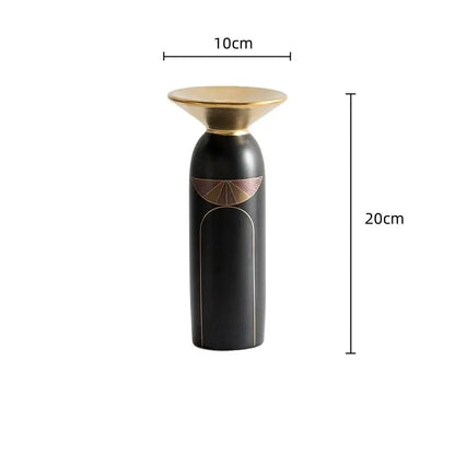 Modern black & gold tray vase candlestick set living room decor