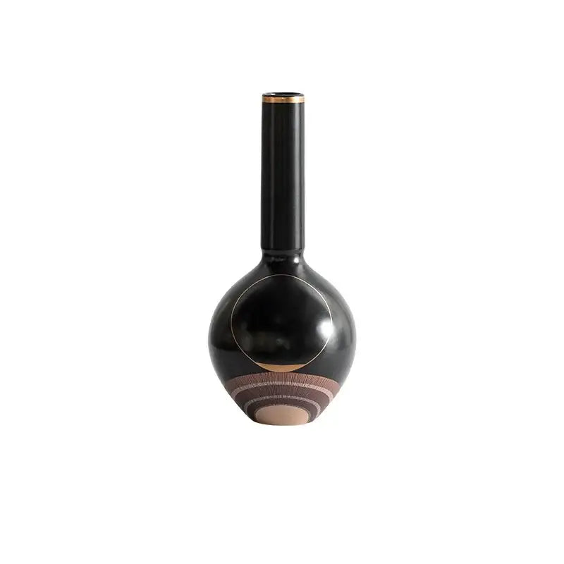 Modern black & gold tray vase candlestick set living room decor