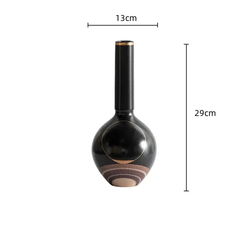 Modern black & gold tray vase candlestick set living room decor