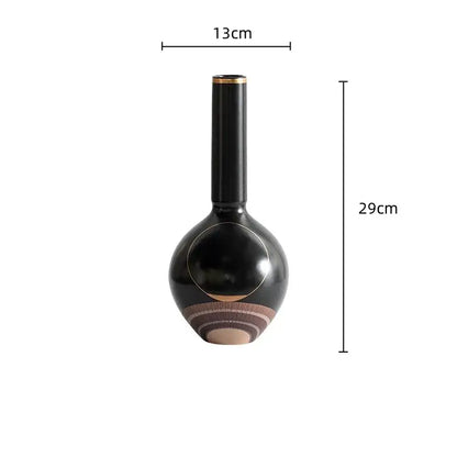Modern black & gold tray vase candlestick set living room decor