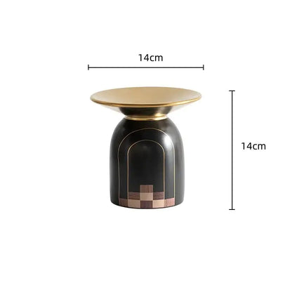 Modern black & gold tray vase candlestick set living room decor