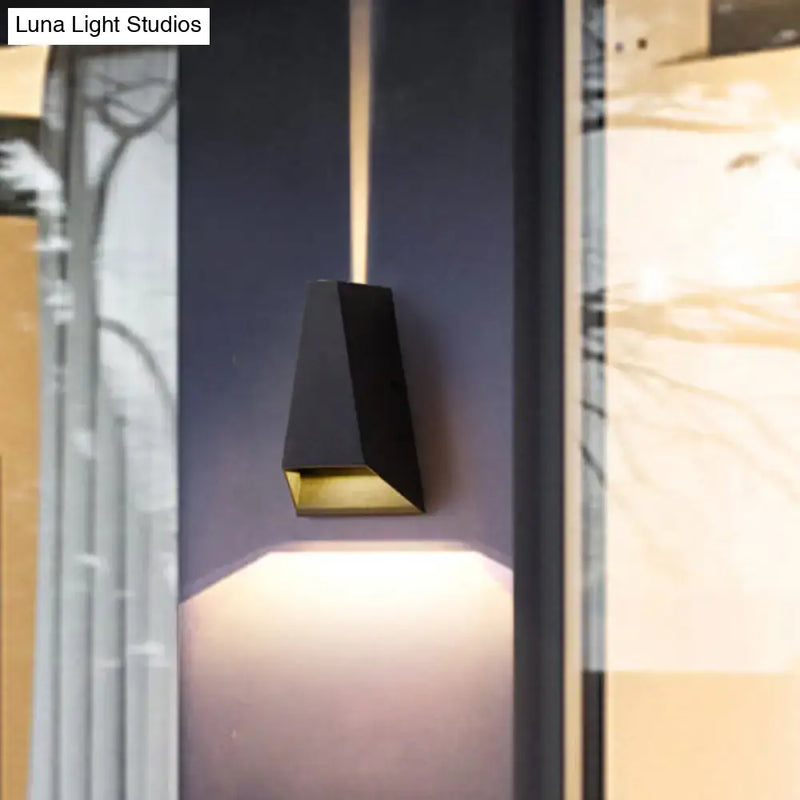 Modern black & gold triangle led wall light bedroom warm white light