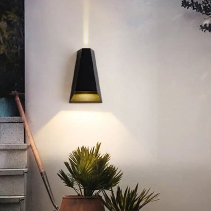 Modern black & gold triangle led wall light bedroom warm white light