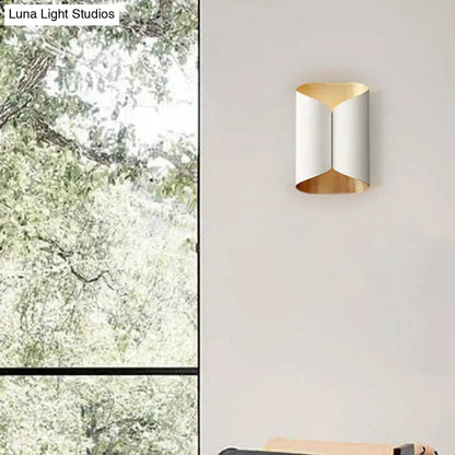 Modern black & gold twisted light fixture porch wall sconce