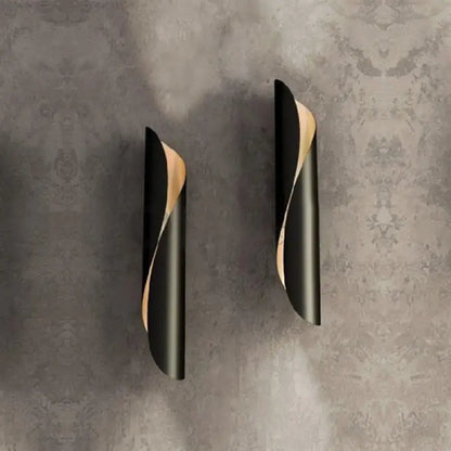 Modern black & gold twisted wall sconce light corridor fixture