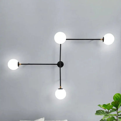 Modern black & gold wall lamp bedroom glass sconce modern design
