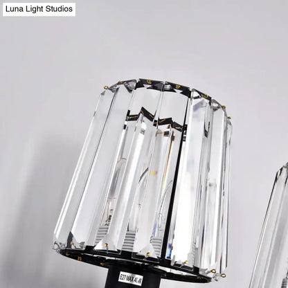Modern black & gold wall lamp with clear glass crystal bedroom sconce