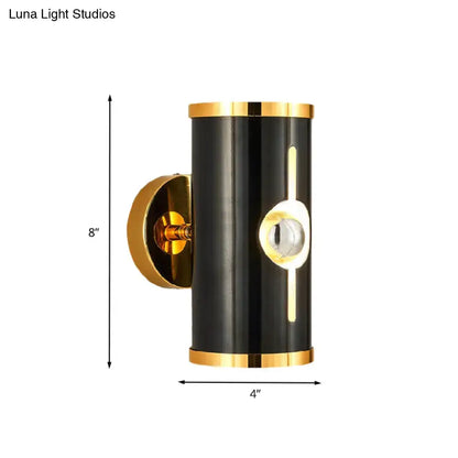 Modern black & gold wall lamp with vertical light strip bedroom sconce