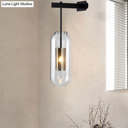 Modern black & gold wall mounted light living room glass sconce