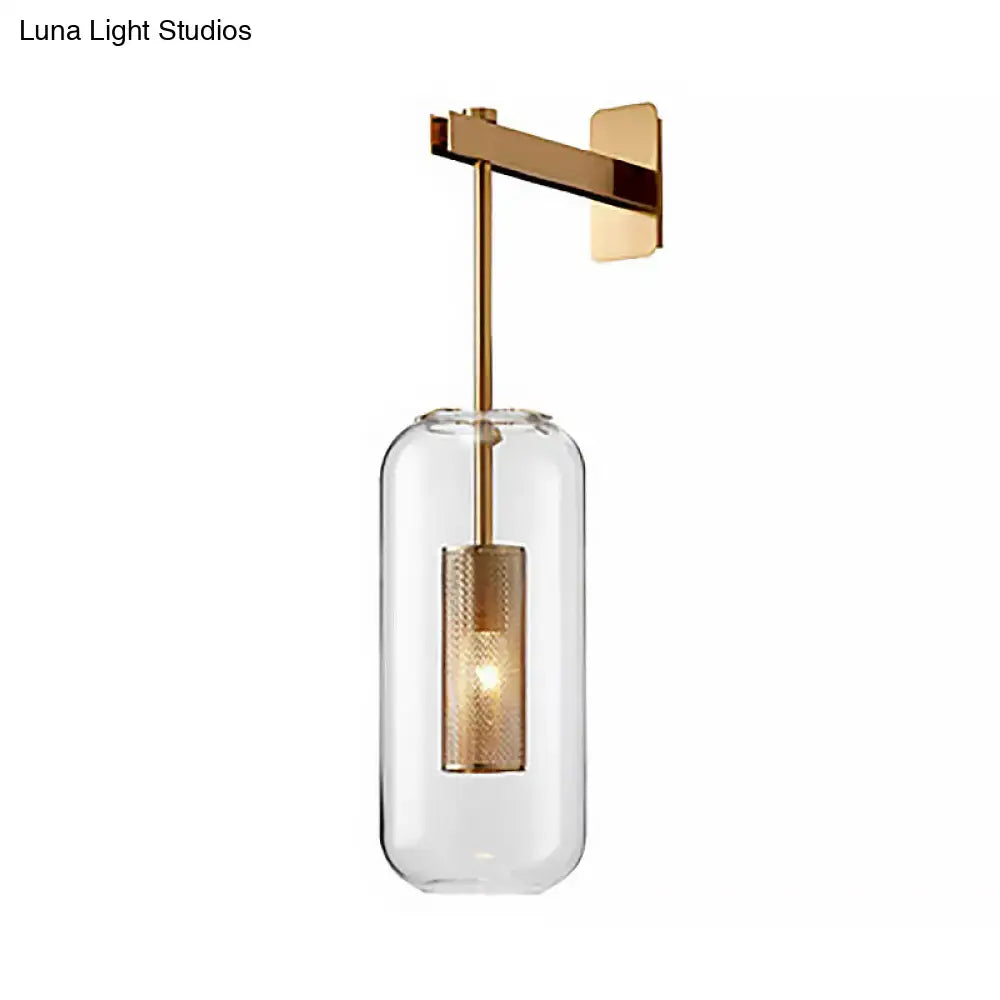 Modern black & gold wall mounted light living room glass sconce