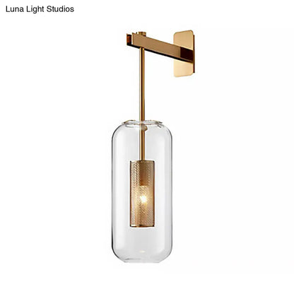 Modern black & gold wall mounted light living room glass sconce