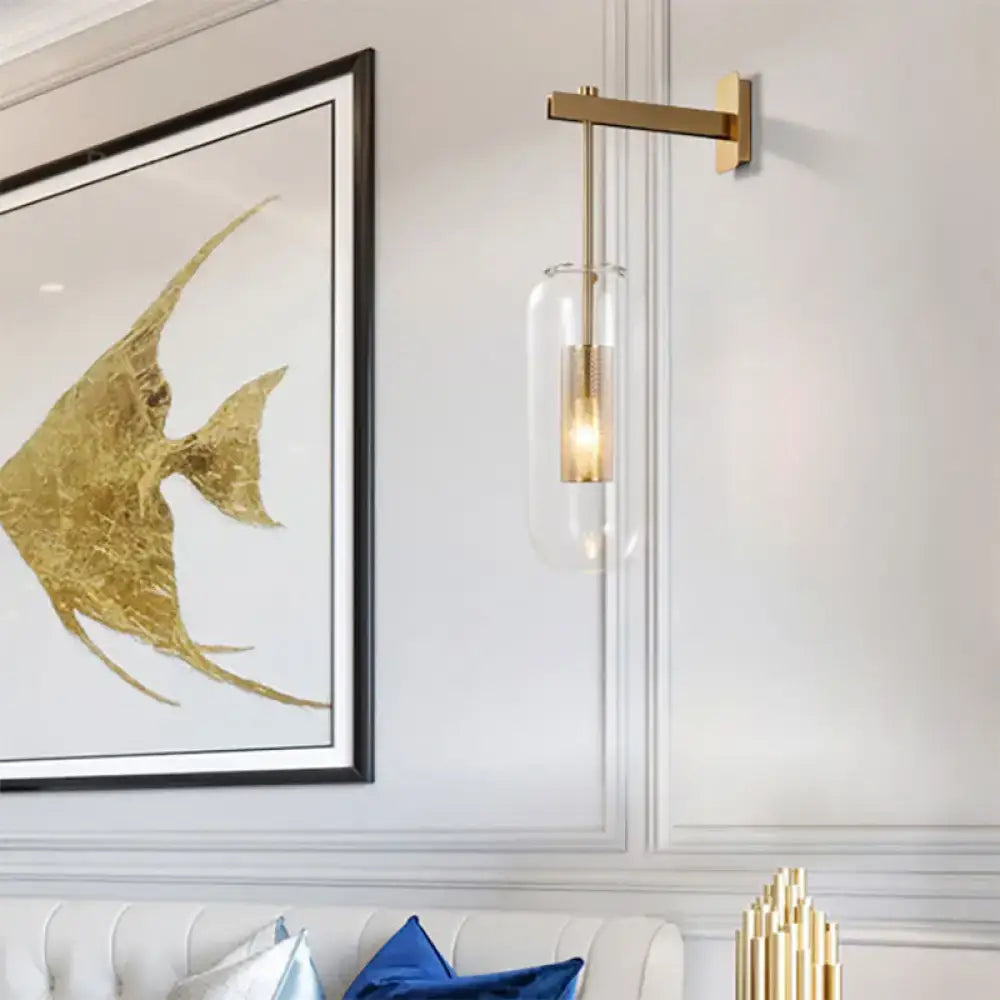 Modern black & gold wall mounted light living room glass sconce