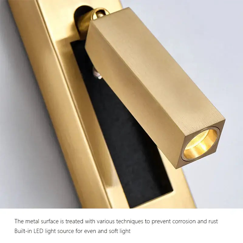 Modern black & gold wall sconce with usb port – bedroom reading light