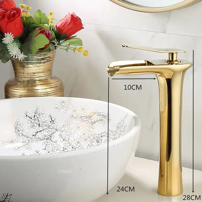 Modern black & gold waterfall basin faucet bathroom mixer tap