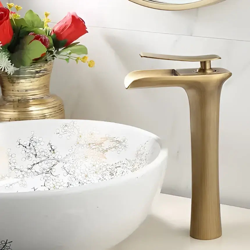 Modern black & gold waterfall basin faucet bathroom mixer tap