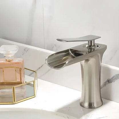Modern black & gold waterfall basin faucet bathroom mixer tap