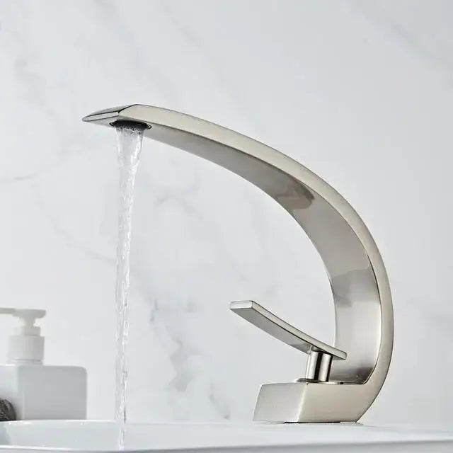 Modern black & gold waterfall basin faucet bathroom mixer tap
