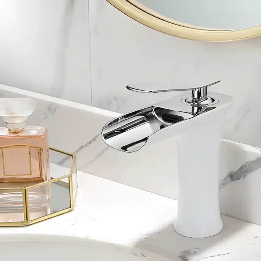 Modern black & gold waterfall basin faucet bathroom mixer tap