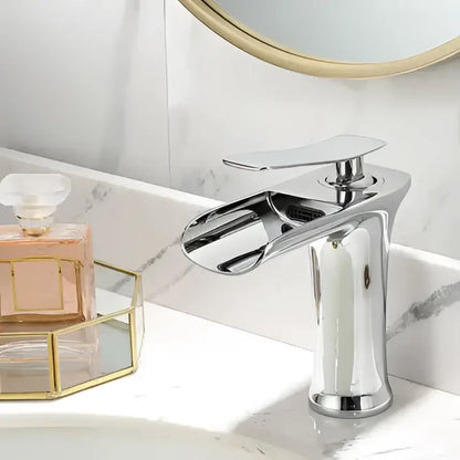 Modern black & gold waterfall basin faucet bathroom mixer tap