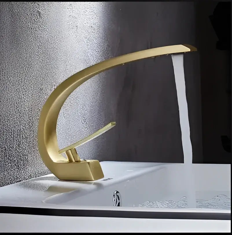 Modern black & gold waterfall basin faucet bathroom mixer tap