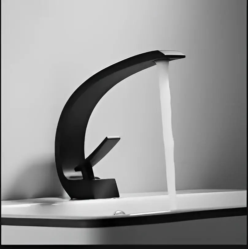 Modern black & gold waterfall basin faucet bathroom mixer tap
