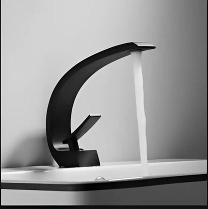 Modern black & gold waterfall basin faucet bathroom mixer tap