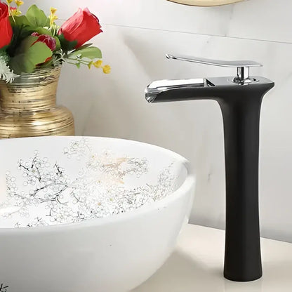 Modern black & gold waterfall basin faucet bathroom mixer tap