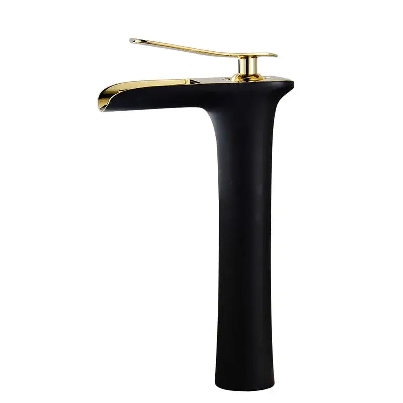 Modern black & gold waterfall basin faucet bathroom mixer tap