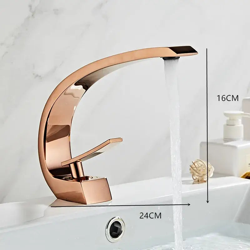 Modern black & gold waterfall basin faucet bathroom mixer tap