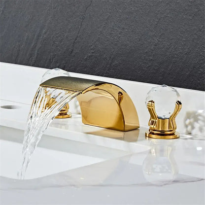 Modern black & gold waterfall basin faucet bathroom sink tap
