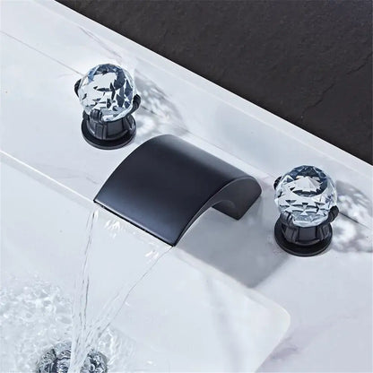 Modern black & gold waterfall basin faucet bathroom sink tap