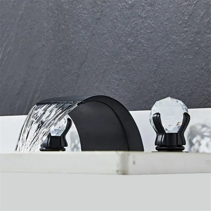 Modern black & gold waterfall basin faucet bathroom sink tap
