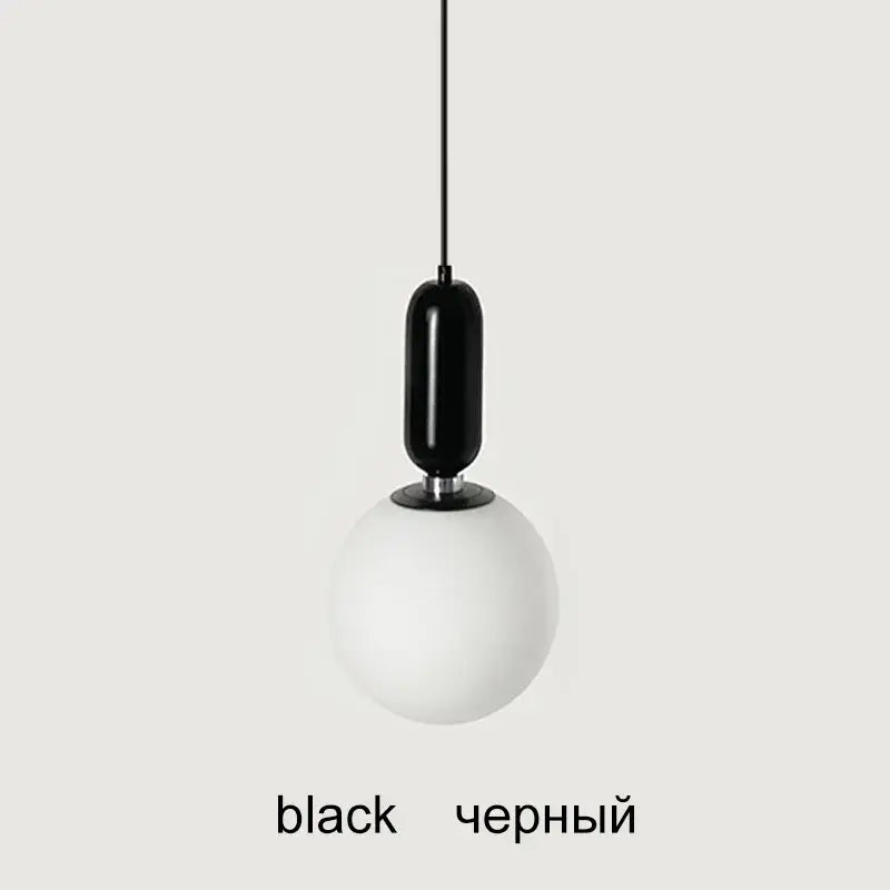 Modern black gold & white glass ball led chandelier living room