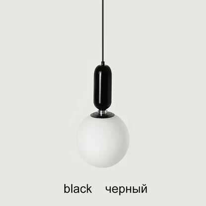 Modern black gold & white glass ball led chandelier living room