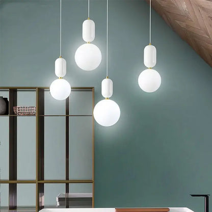 Modern black gold & white glass ball led chandelier living room