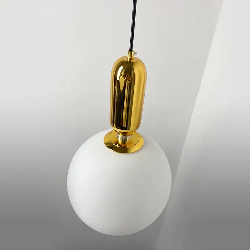 Modern black gold & white glass ball led chandelier living room