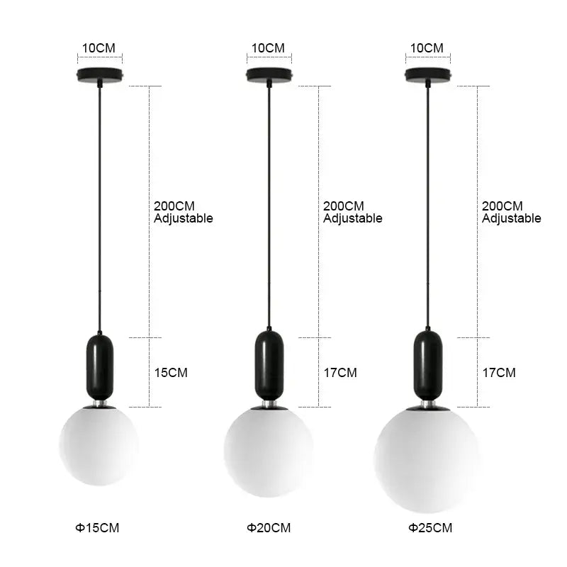 Modern black gold & white glass ball led chandelier living room