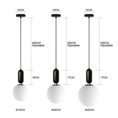 Modern black gold & white glass ball led chandelier living room